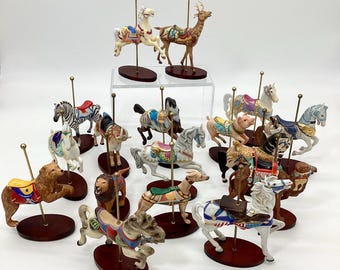 フランクリンミント 1988 トレジャリーオブカルーセル フィギュリン/台座付き Retro 1988 Franklin Mint Elephant Figurine - Treasury of Carousel