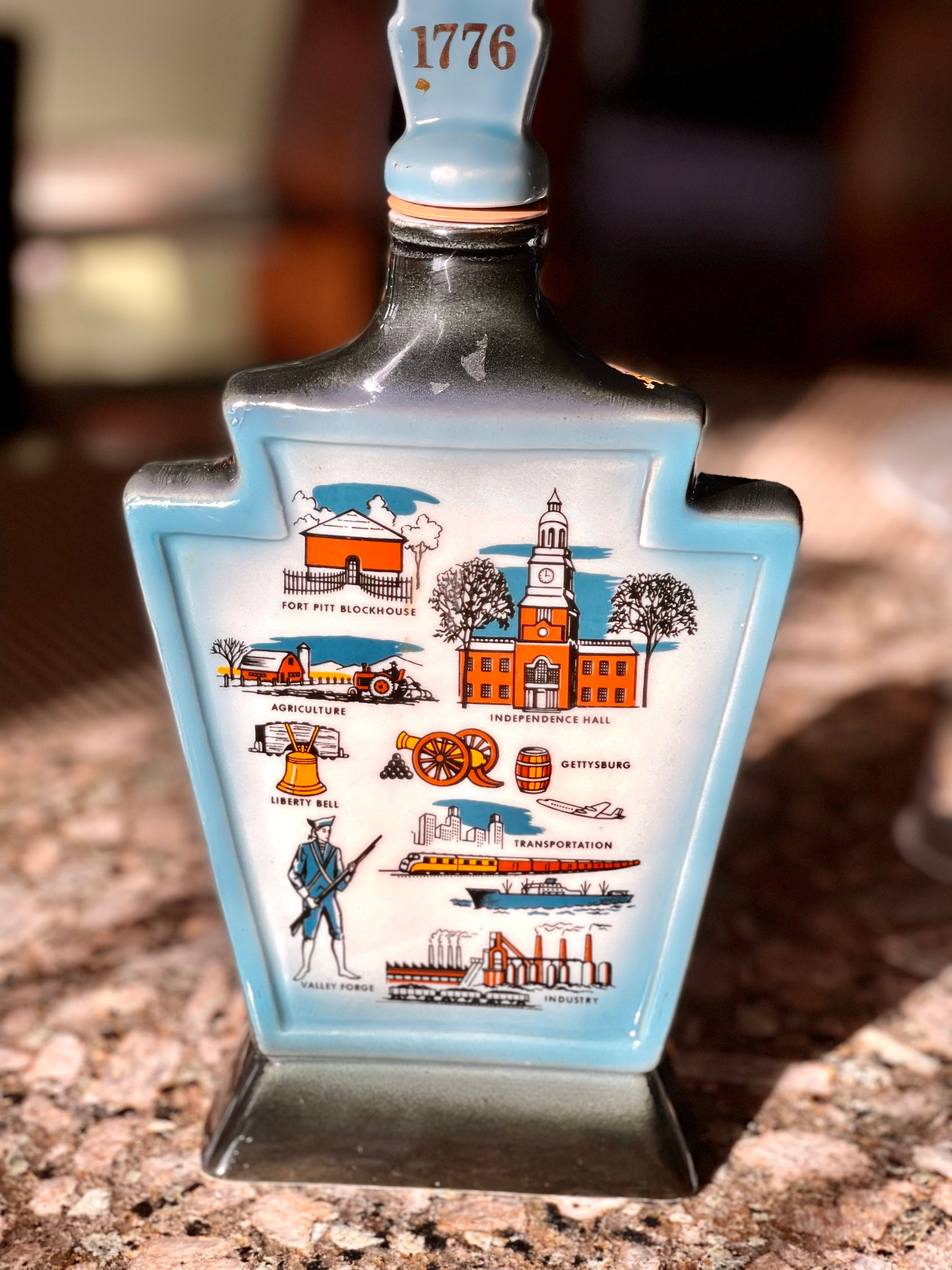 70s コネチカット州ジンビームJIMBEAMデカンタアメリカアンティークUSA デキャンタ JIM BEAM ジムビーム ウイスキーボトル 陶器製