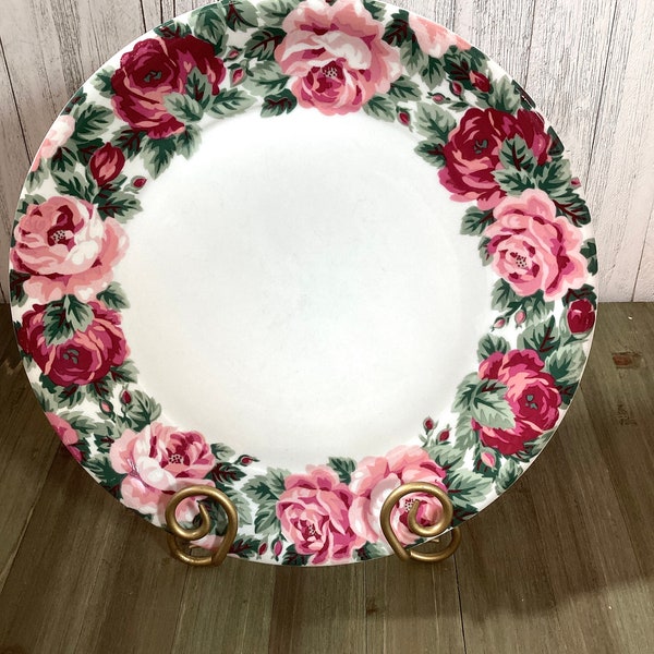 Block Spal Lyric Rose Garden Dinner Plate By Jack Prince White Center Surrounded By Wide Band of Pink Roses, Replacement (N7-16)