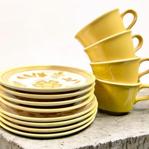 Damsel Three Piece Set Royal China Ironstone Floral Dishes Yellow Tableware Teacup Cottage Dishes Tea Party Dishes Tea Lover Gift (V3-7)