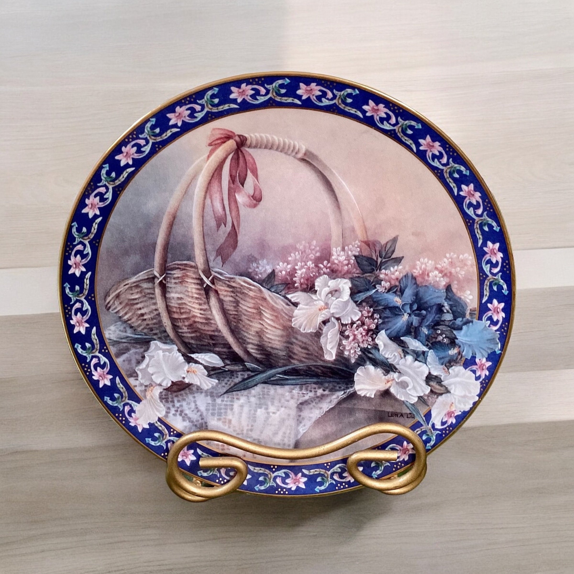 Lena Liu Floral Plate, Basket Bouquets Series, Mom Gift (B7-8