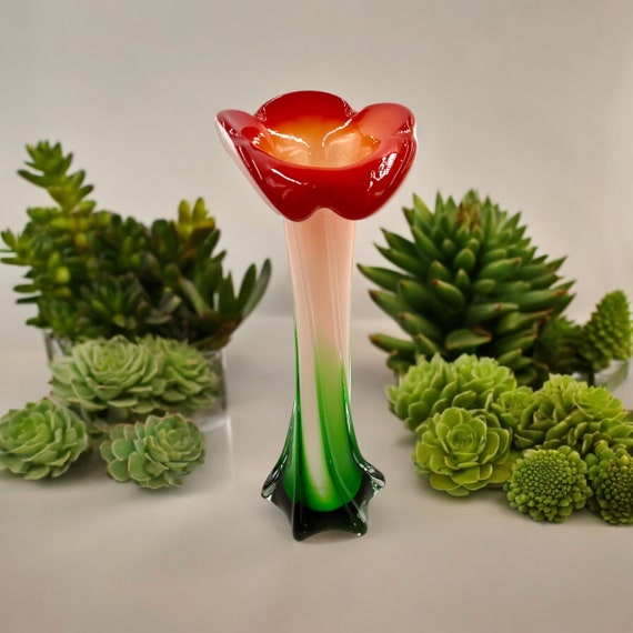 Vintage Murano Art Glass Vase, Jack in the Pulpit Design (I.8-4