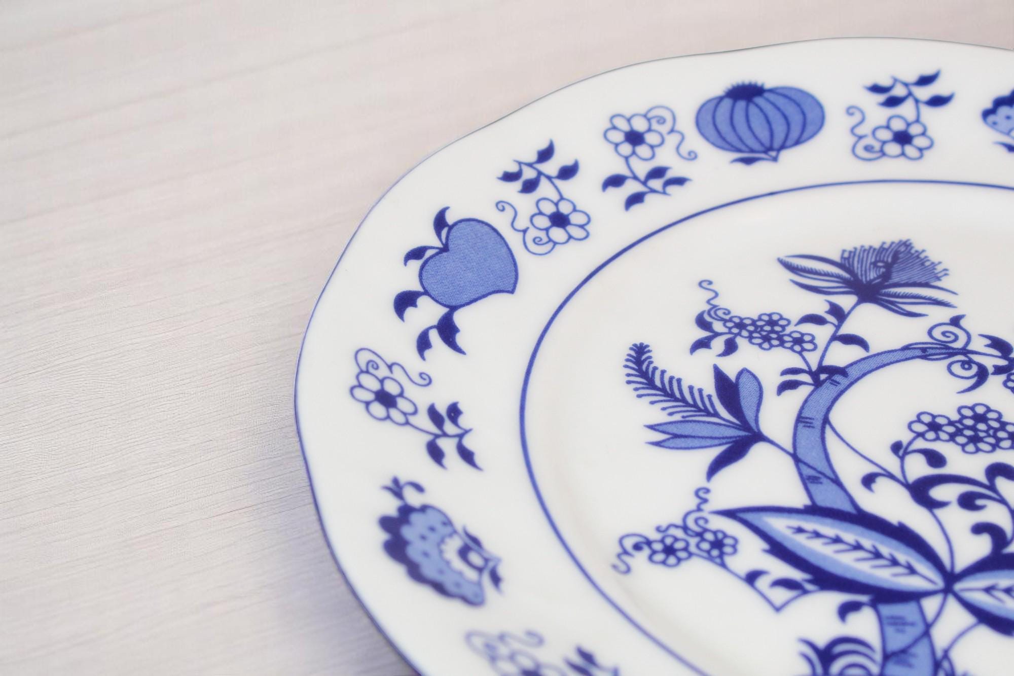 Vintage Corona Bread Plate, White and Blue Floral Decor (7.25