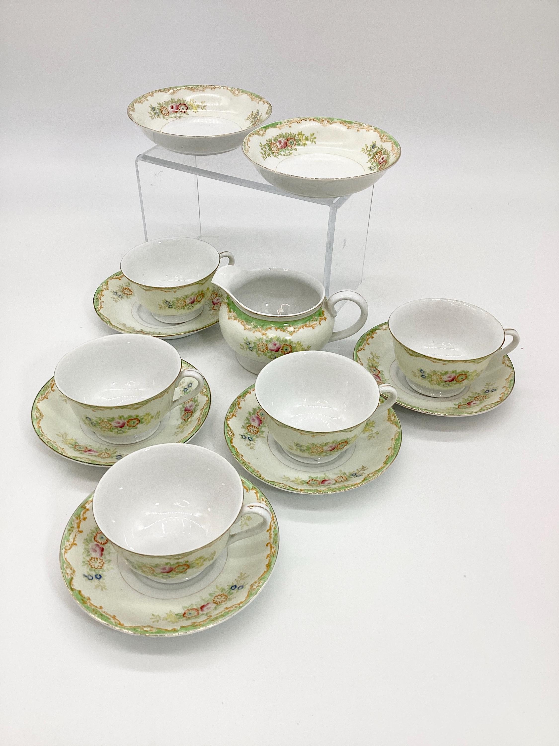 Vintage Berkshire Ware Japan Tea Set, Hand Painted Floral Pottery