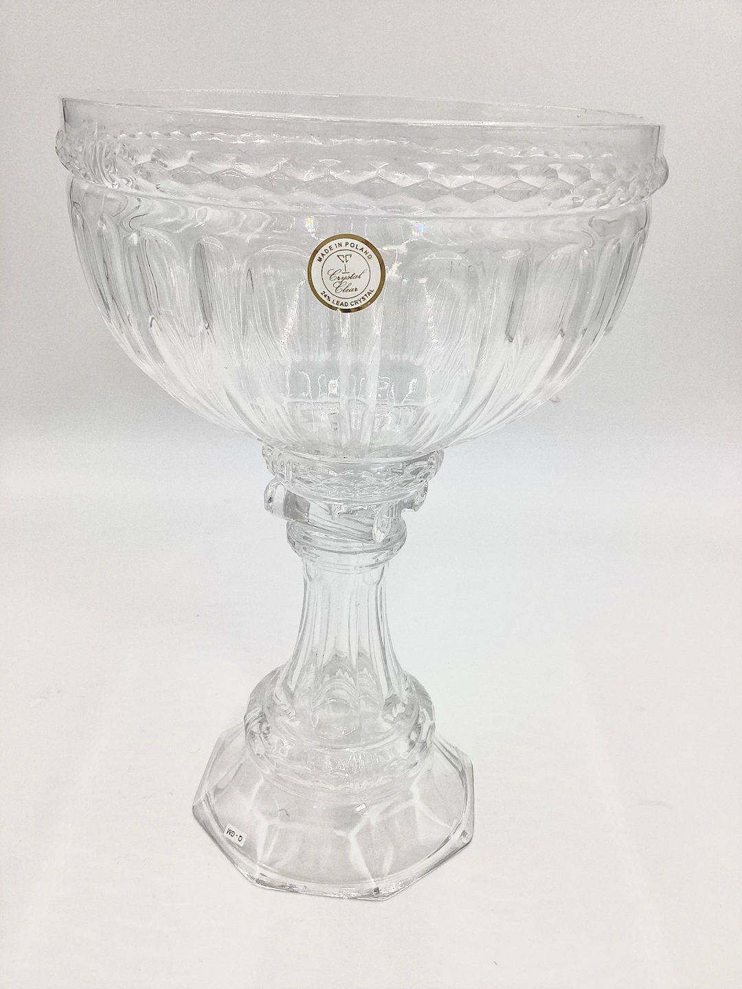 Lead Crystal Pedestal Bowl Shaped Vase 13 3/4 Tall 9 Diameter/made in