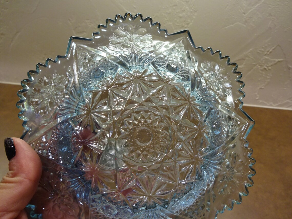 Opalescent Blue Glass Butter Dish. Etsy