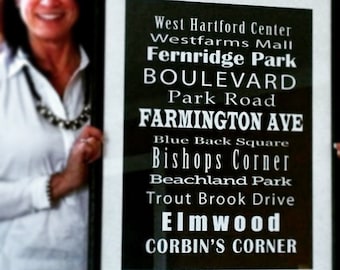 West Hartford, Connecticut Hometown Landmark Print (New England, CT, etc.)