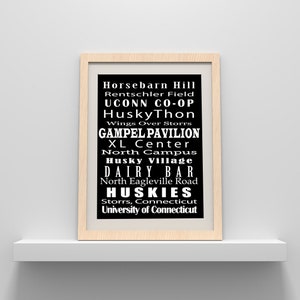 Wydruk orientacyjny Uniwersytetu Connecticut (UConn) (Storrs, Connecticut, Huskies, uczelnie, uniwersytety itp.)