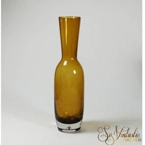 Vintage Riihimäki Cased Glass Design Vase, Riihimaen Lasi Oy, Finnish art glass vase, Topaz Brown, Amber glass, Modernist Solefiore vase