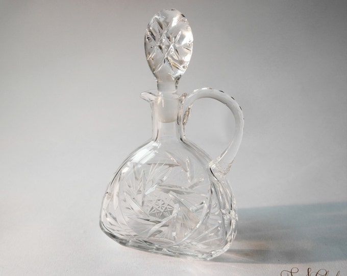 Cut Crystal Vinegar Oil Cruet Bottle With Stopper Pinwheel Etsy