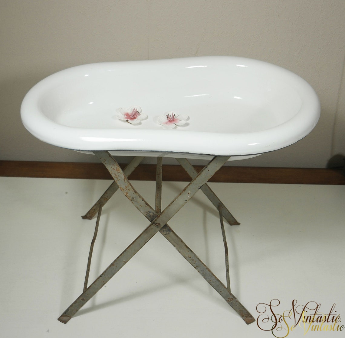 Antique Enamel Baby Bathtub on stand Large doll bath Metal Etsy