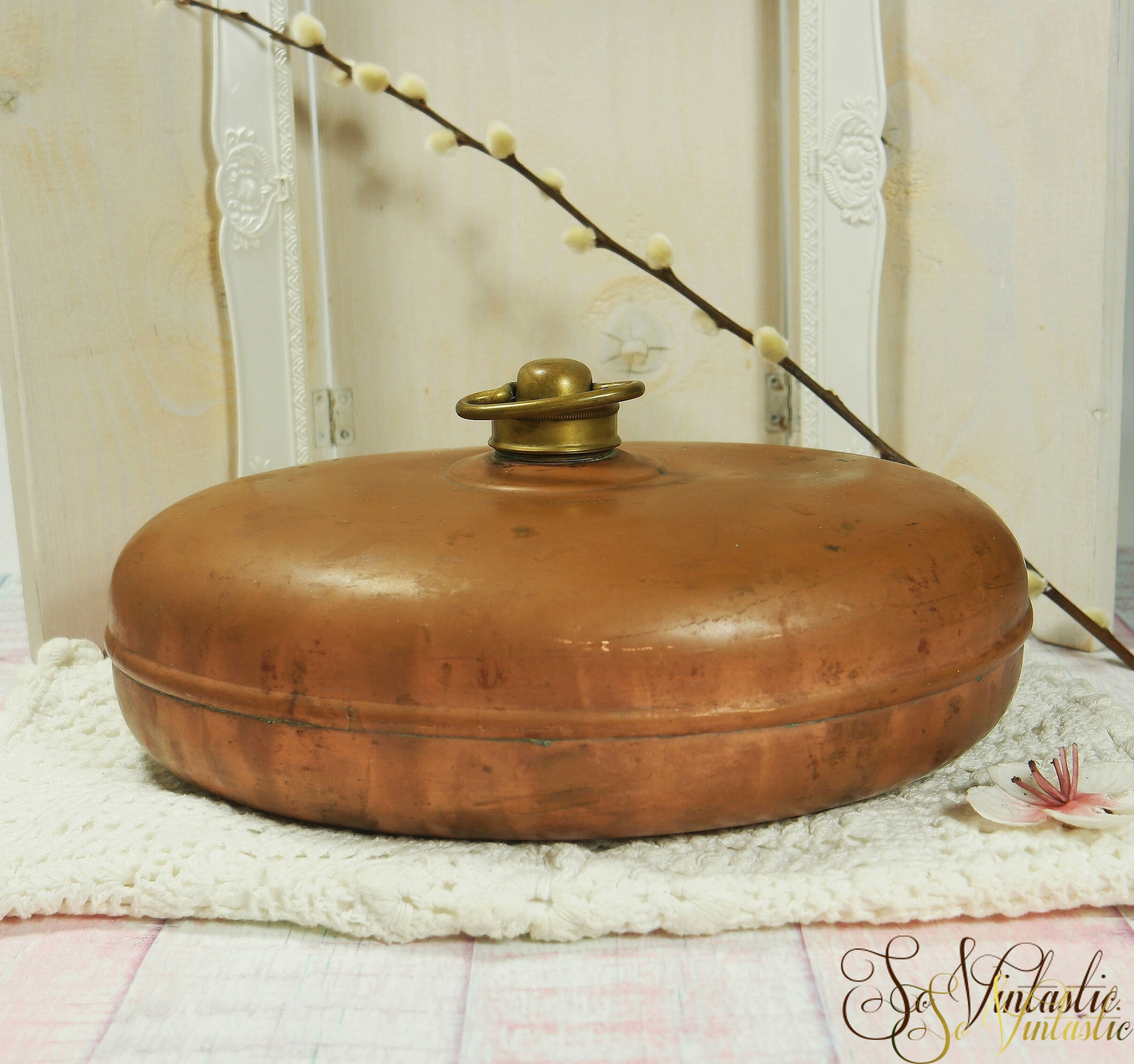 Antique Solid Copper Bed Warmer Oval hot water bottle Old Etsy