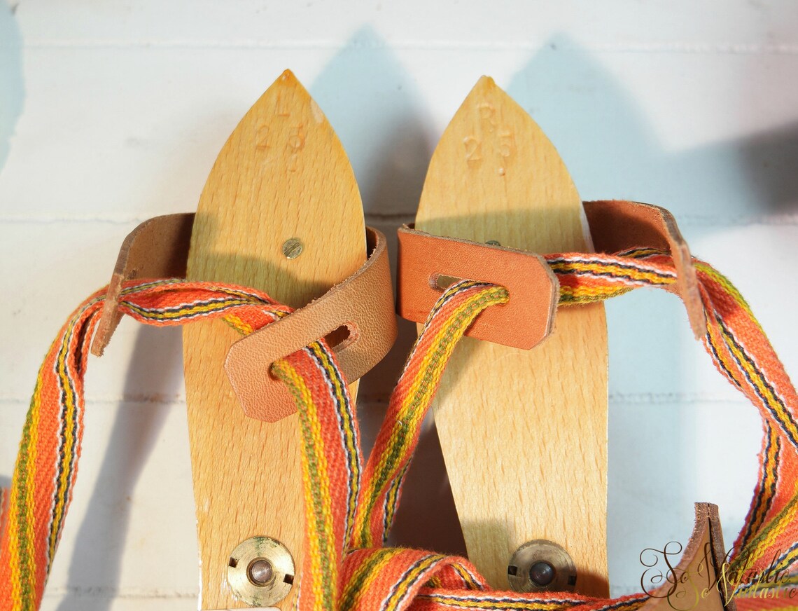Vintage UNUSED Dutch wooden ice skates for kids Frisian strap Etsy