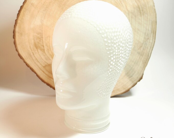 Retro White Glass Head Statue Art Deco Glass Display Head Etsy