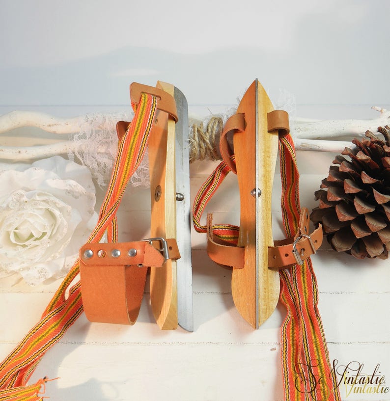 Vintage UNUSED Dutch Wooden Ice Skates for Kids Frisian Strap Etsy
