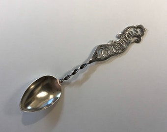 Eagle pre-owned stem on Silver Plated Souvenir Spoon top Columbus with Bust
