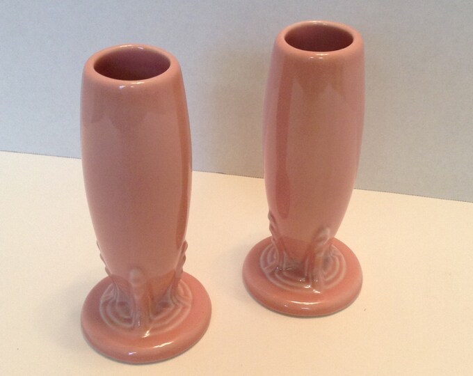 Bud Vase, Homer Laughlin Fiesta, Rose Pink Vase Pair, Collectible Vintage USA Pottery, Art Deco