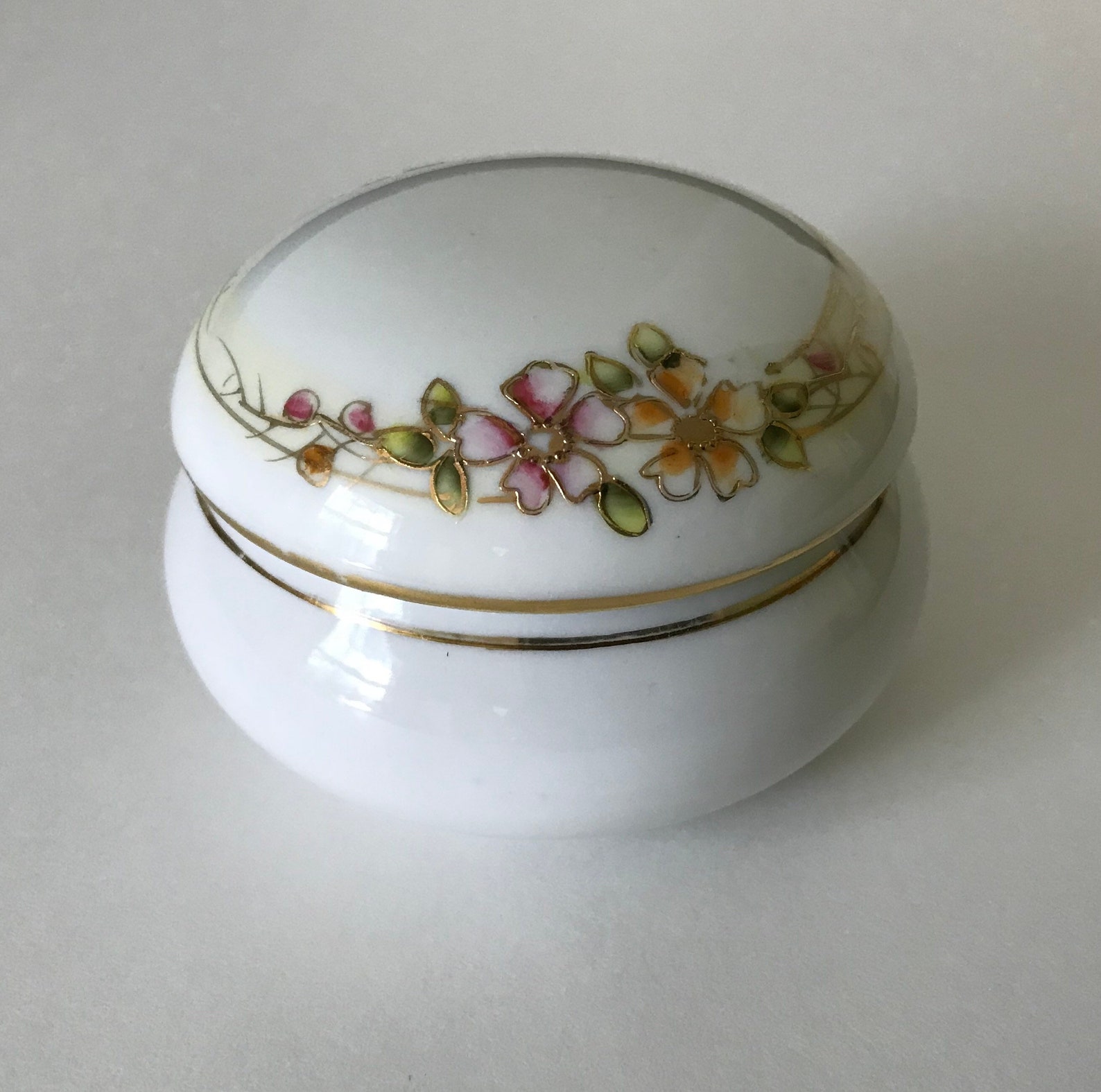 Nippon Porcelain Trinket Box Antique Japanese Hand Painted Etsy