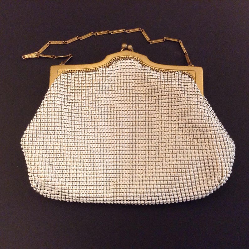 Whiting and Davis Raised Bead Mesh Bag, Collectible Vintage White and ...