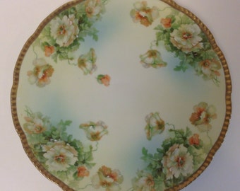 Porcelain Plate, Beyer & Bock Royal Rudolstadt, Prussia, Peony, Antique German Hand Painted Cabinet Plate, Home Decor, Symbolic Wedding Gift