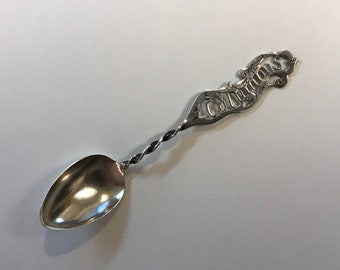 Souvenir City Spoon, Art Nouveau Style, Cut Out Spoon, Columbus, Ohio, Sterling Silver, 925, Novelty Event Collectible, Antique Memorabilia