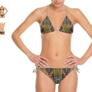 Prelim Ndebele Bikini swim/bodysuit African Print High Waisted Bikini, Swimsuit Women gift for her image 6