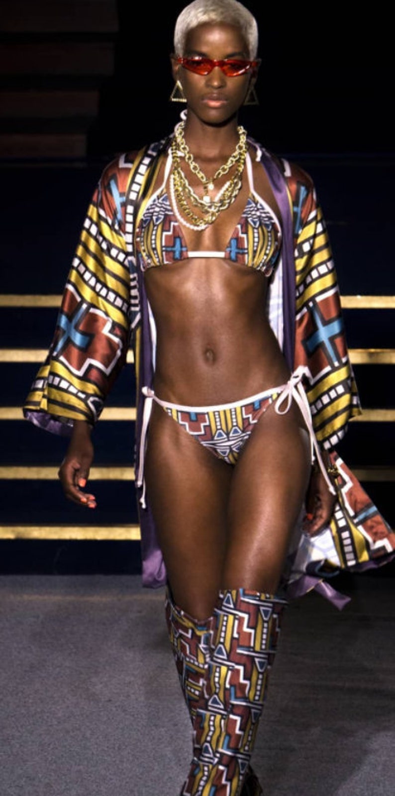 Prelim Ndebele Bikini swim/bodysuit African Print High Waisted Bikini, Swimsuit Women gift for her image 5