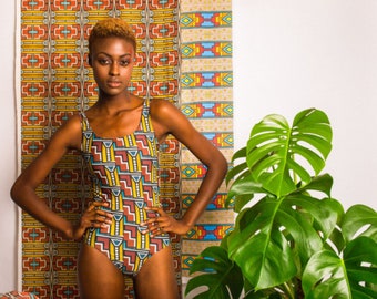 Prelim Zulu swim/bodysuit African Print High Waisted Bikini, Swimsuit Women gift for her
