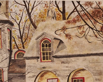 cement house, mercer house,watercolor painting, painting of  house,painting in  bucks county,watercolor painting,historic,art