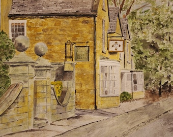 rural country scene painting,historic INN painting,country inn,townscape painting, artist peter kundra
