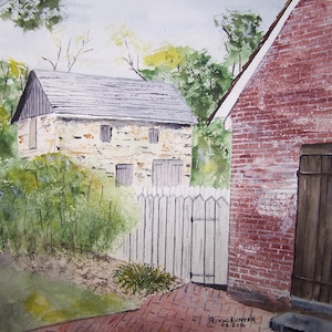 HISTORIC painting of Odessa,&quot;ODESSA&quot; DE painting, historic village, stone barn painting, delaware art