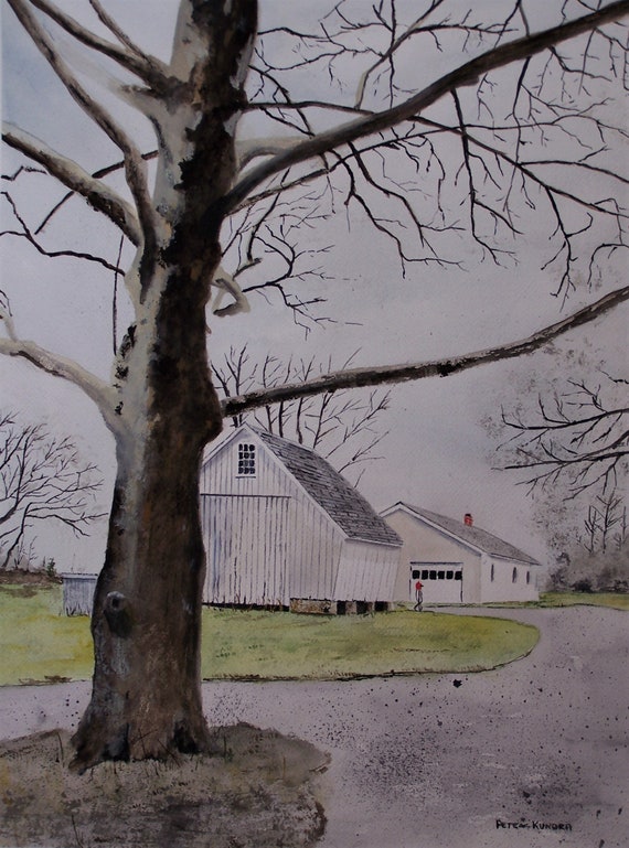 Barn Paintingold Farm Paintinghistoric Farm Etsy