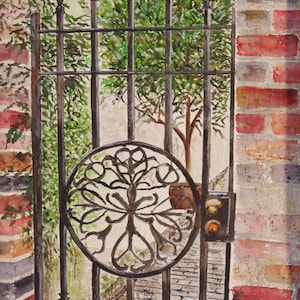SCENIC iron gate painting, &quot;IRON GATE&quot;, Scenic watercolor painting,Irish landscape painting, original Ireland