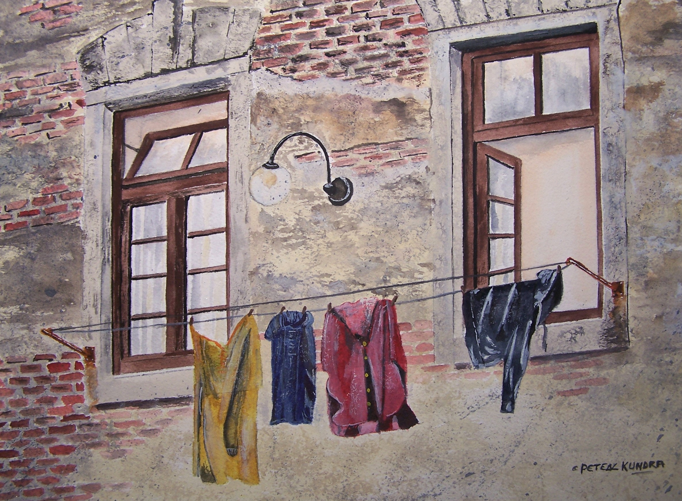 Painting of Hanging Laundrywash Dayscenic Laundry picture
