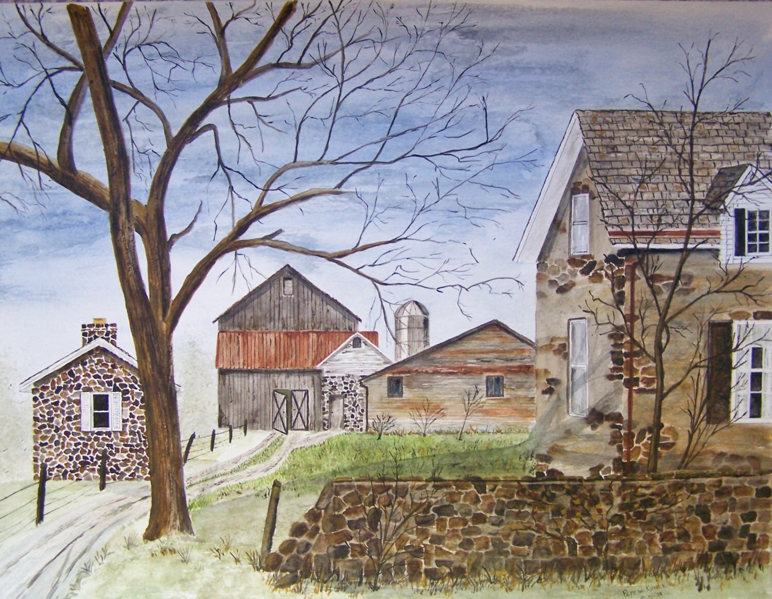 Pintura watercBarn pintura de granjas granjas y graneros | Etsy