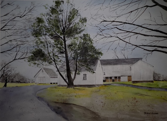 Original Watercolor Paintingpainting Of Barnspatterson Farm Etsy