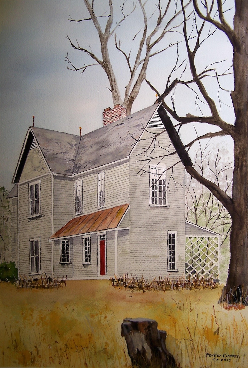 Watercolor Paintingpainting Of Old Houseold Farm Etsy