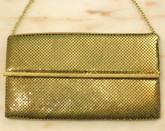 Formal Vintage Clutch - Vintage Mesh Whiting Davis - Gold Clutch - Gold Evening Bag - Bridal - Wedding - Prom - Formal