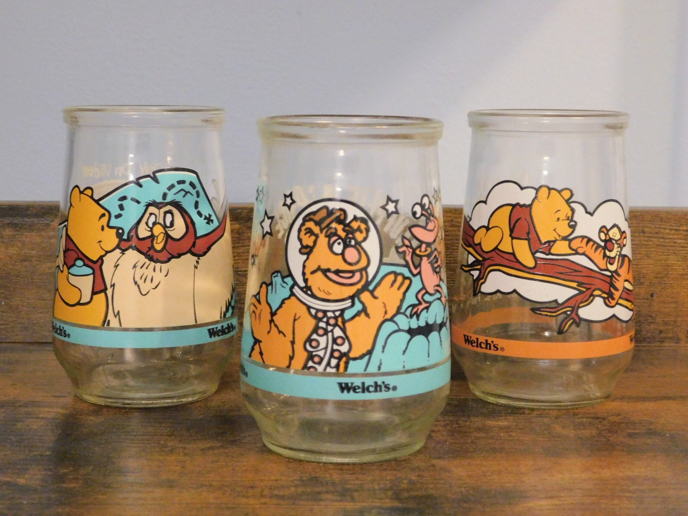 Set of Three Vintage Collectible Welch's Jelly Jars - Pooh
