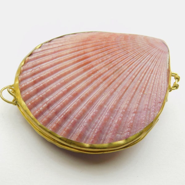 Vintage Seashell Trinket Box - Pink Seashell Hinged Storage Box - Pill Box - Jewelry Box - Trinket Box - Vintage Collectibles