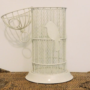 Vintage White Metal Faux Birdcage - Open Top - Vintage Decor - Wedding Decor - Vintage Garden Accessories