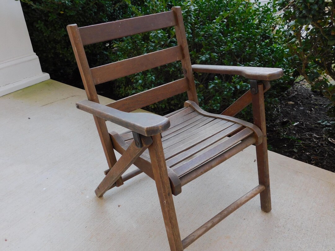 Vintage Childrens Wooden Deck Chair - Adirondack Chair - Plant Chair ...