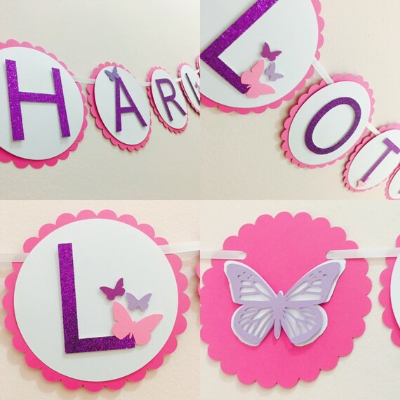 Butterfly Birthday Banner Butterfly Party Decor Butterfly Etsy
