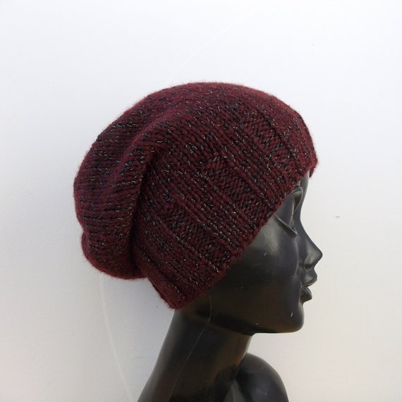 Stricken Mutzen Frauen Gestrickte Burgund Wolle Beanie Frauen Etsy