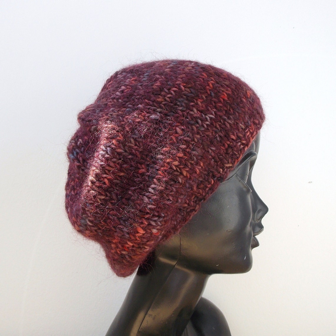 Burgundy Beanie Knit Hat Dark Red Womens Hat Knitting Knit Etsy