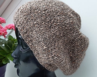 Brown slouchy beanie Kids winter wool hat caps for men Knit hats women Womens beanies Knitting accessories Mens merino wool beanies