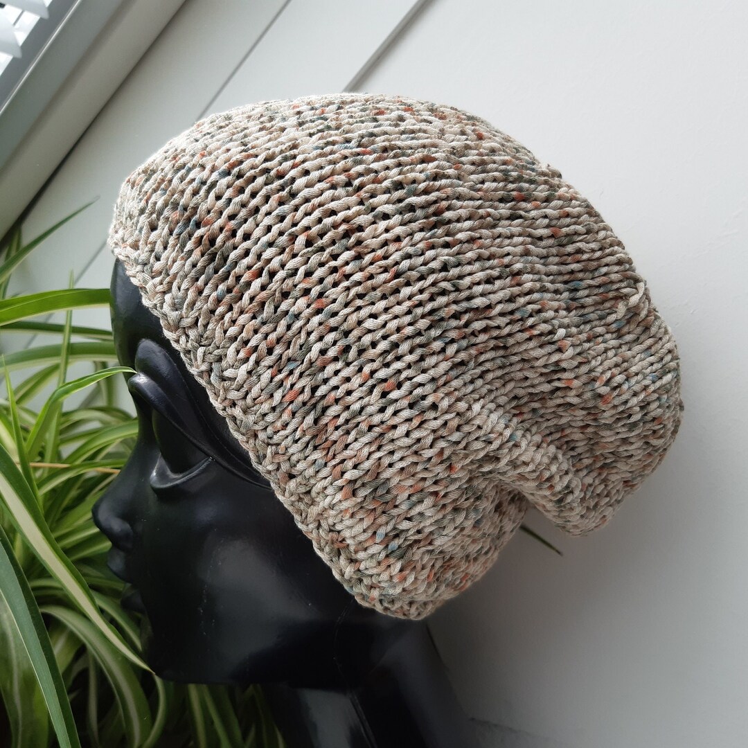 Cotton Hand Knitting Hat Womens Beanies Slouchy Beanie Knit Etsy