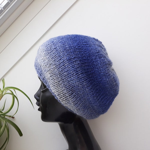 Knit hat women Hats women Wool knit hat Wool beanie hat wool Women wool slouchy beanie Knitted hats for women Blue wool hat Wool women hat