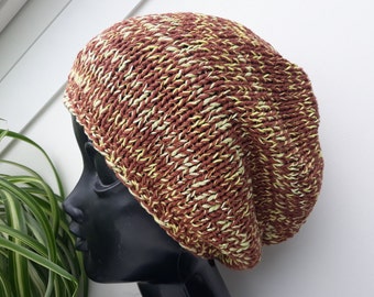 Bonnet marron laine laine tricot à la main chapeau femmes enfants chapeau Slouchy Beanie Slouch chapeau hiver femmes accessoires