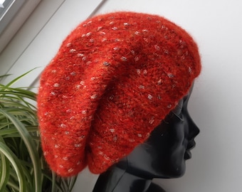 Red mottled Knit hats women Wool knitted beanie women Kids slouchy hats Knitting hat kids Knit hat wool hat beret beanie hat